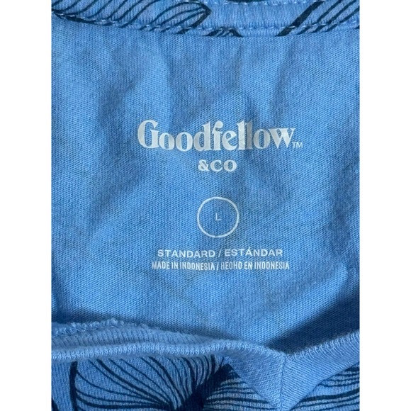 Goodfellow & Co Mens Blue Leaf Print V Neck T Shirt Size L - Picture 7 of 8